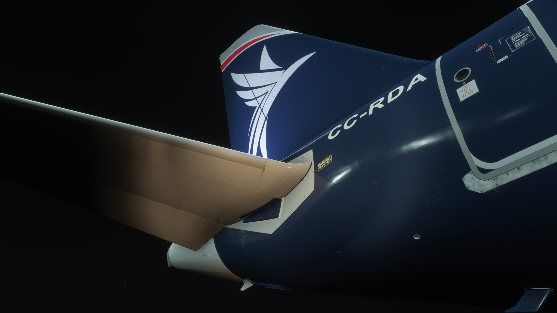 Cola del Airbus A321 Caiquén de Roraima Airlines en rampa